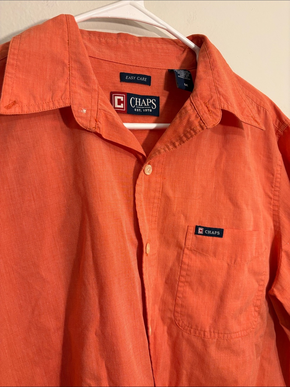 Chaps Men's Orange Button-Down Casual Shirt